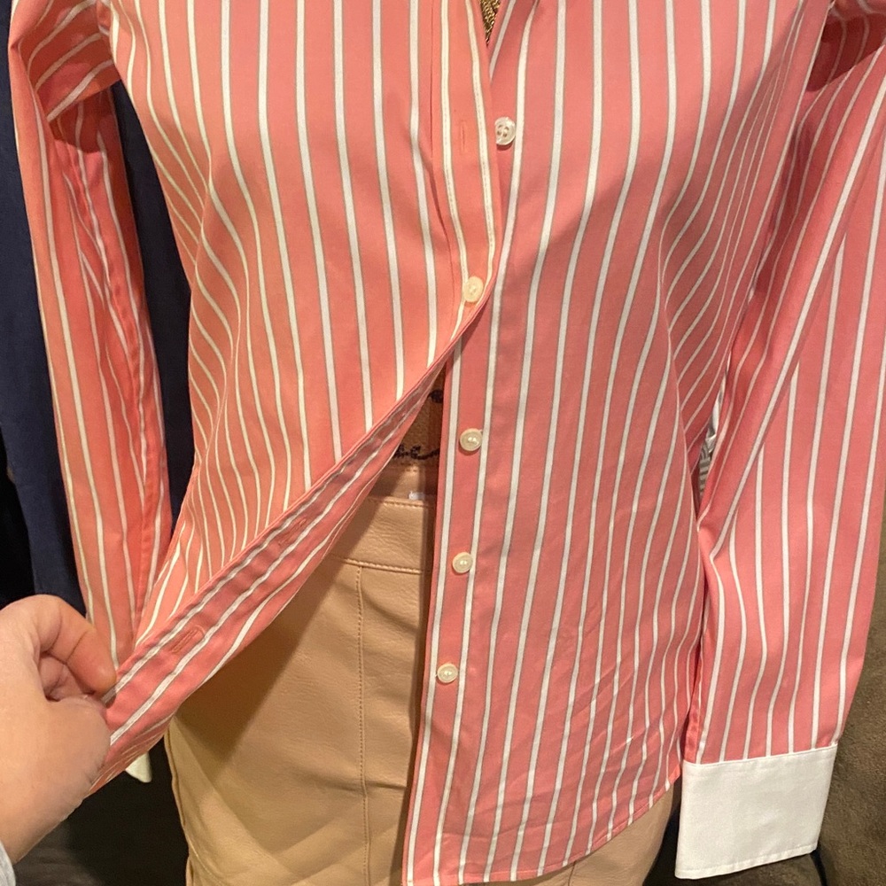 Stylish Pink and White Striped Women’s Dress Shirt - Picture 5 of 8